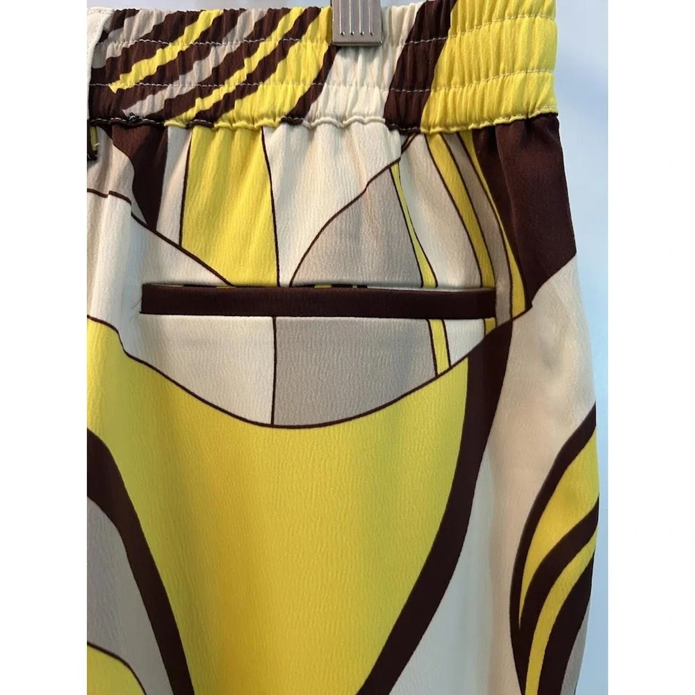 House of harlow Geometric Wide Leg Trousers Yellow Brown High‎ Rise  Pants